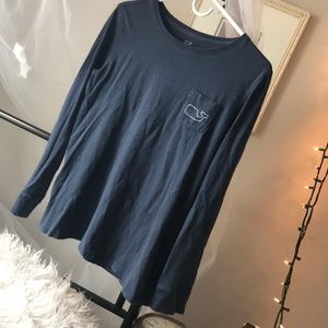 Navy Long-sleeve Vineyard Vines Logo Tee